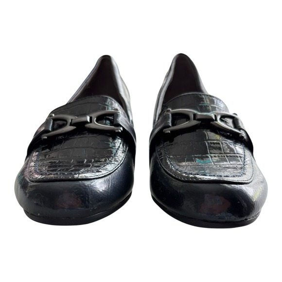 Life Stride Shoes Womens‎ 9 M Dempsey Flats Black Croc Imprinted Buckle Accent - Picture 6 of 9